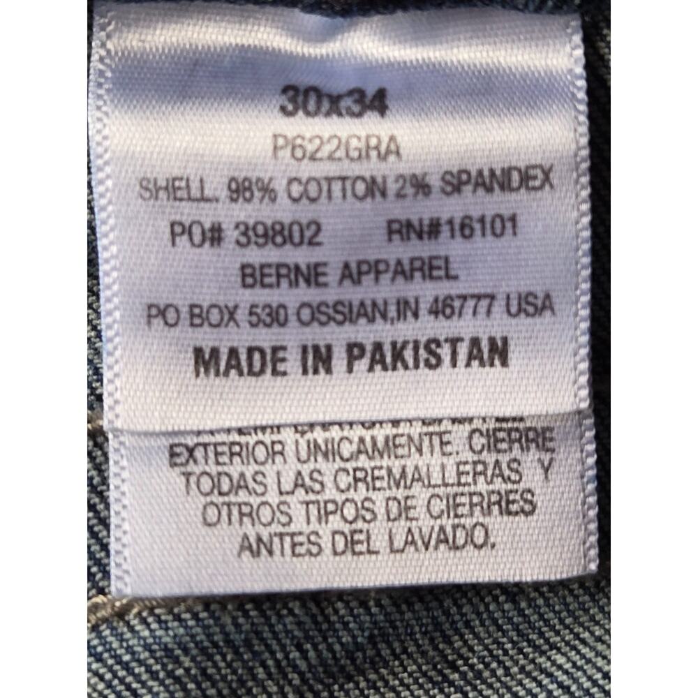 Original Berne Men's Work Jeans Blue Denim Straight Leg Whiskered 32x32.5 - Picture 14 of 15